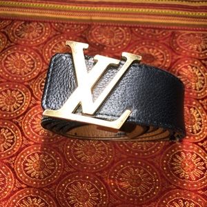 Black LV belt w gold buckle